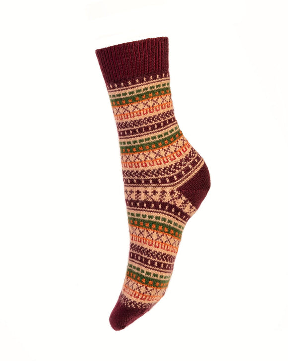 House Of Cheviot Ladies Fairisle Short Socks