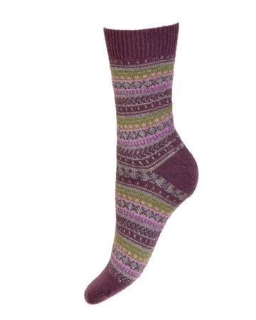 House Of Cheviot Ladies Fairisle Short Socks